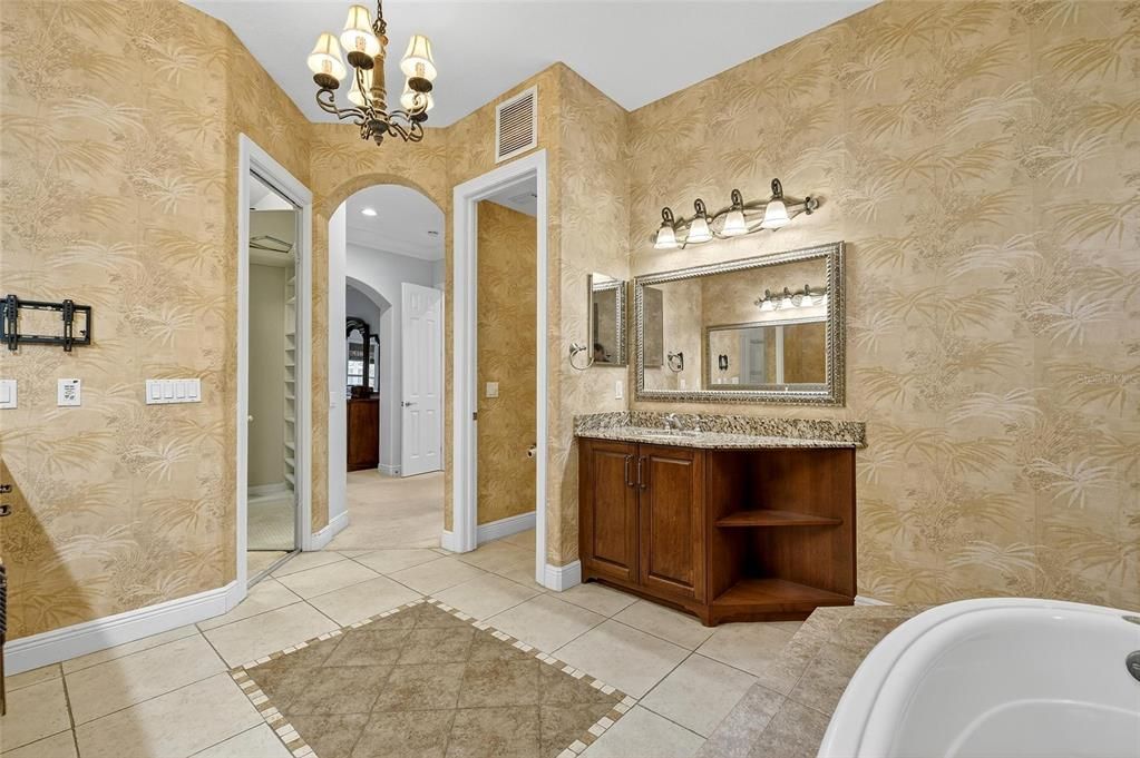 Bathroom, Chandelier, Interior, Recessed Lighting