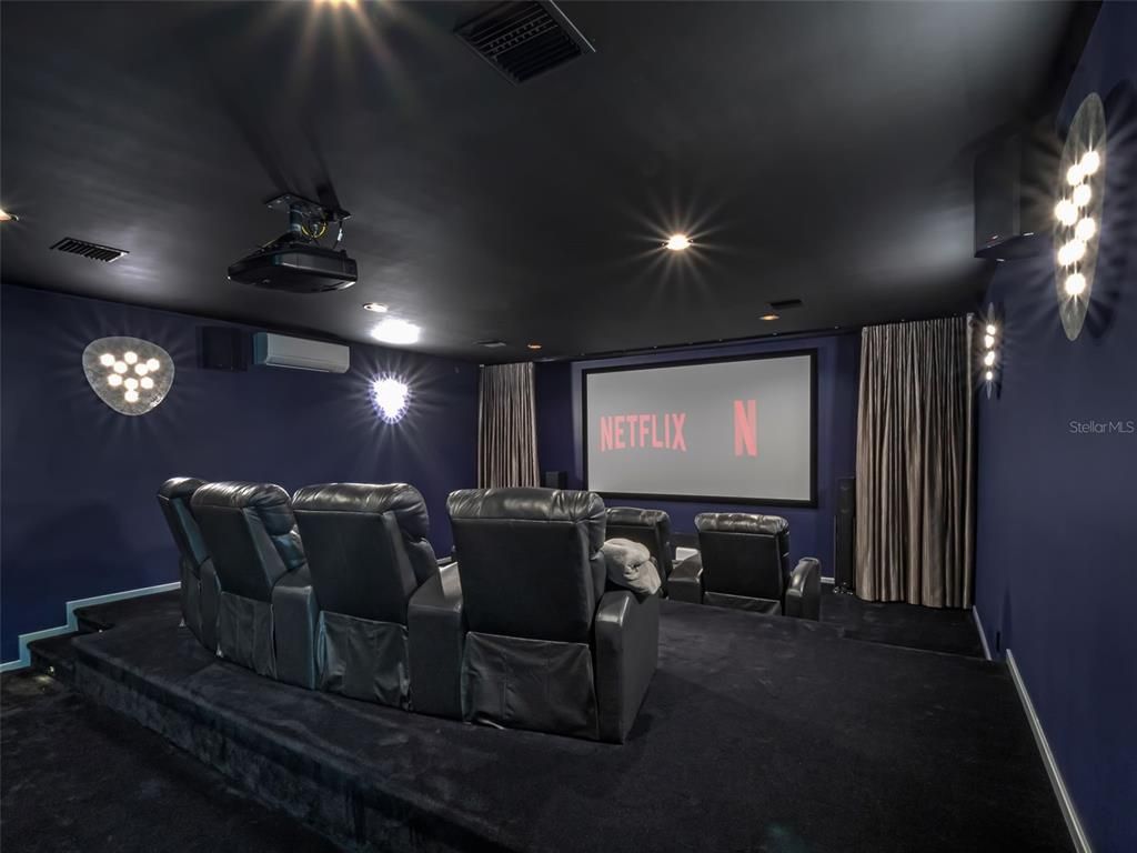 Home Theatre Room, Interior, Projection Screen, Recessed Lighting, Theatre Room