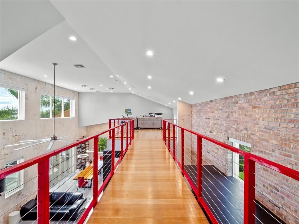 Interior, Recessed Lighting, Stone Walls, Wood Texture Flooring