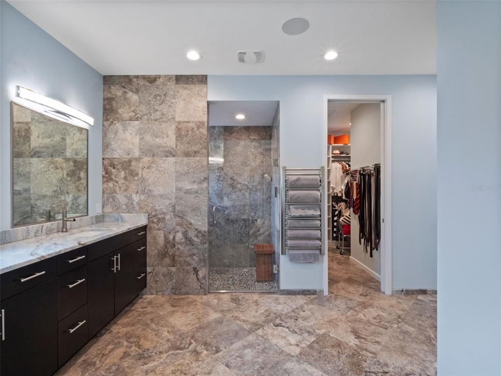 Bathroom, Glass Shower, Interior, Recessed Lighting, Walk-in Closets