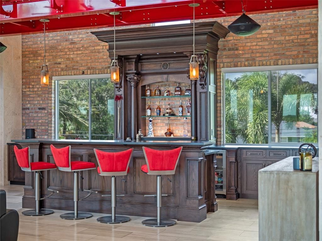 Interior, Pendant Lights, Stone Walls, Wood Texture Flooring