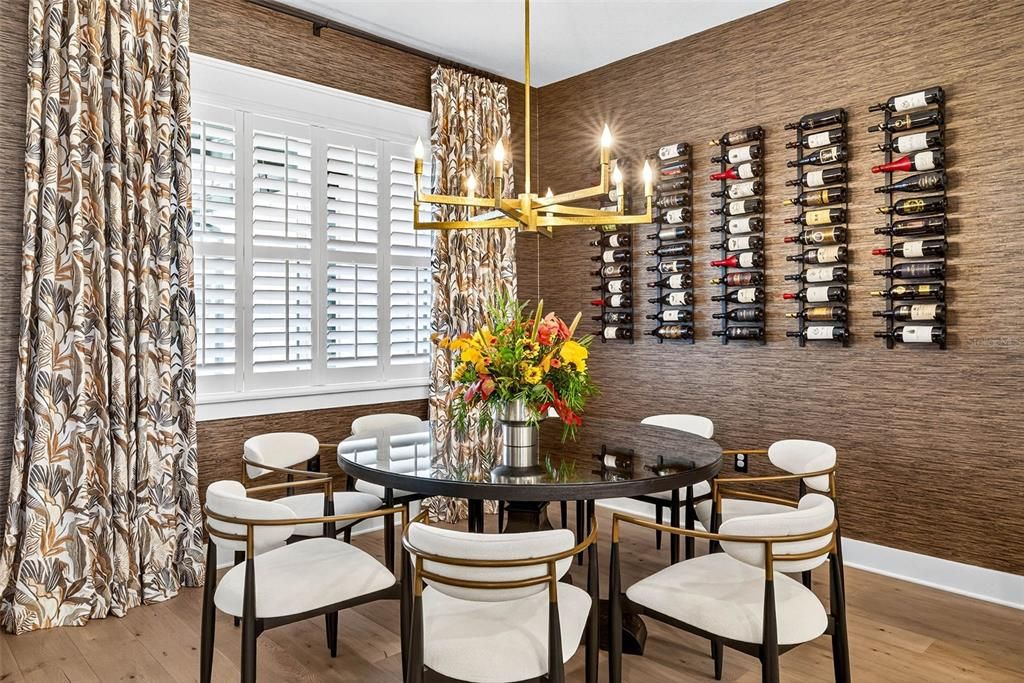 Chandelier, Dining room, Interior, Pendant Lights, Wine Storage, Wood Texture Flooring