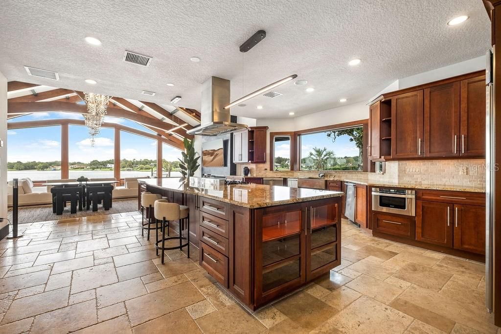 Chandelier, Dining room, Interior, Kitchen, Pendant Lights, Recessed Lighting, Stainless Steel Appliances