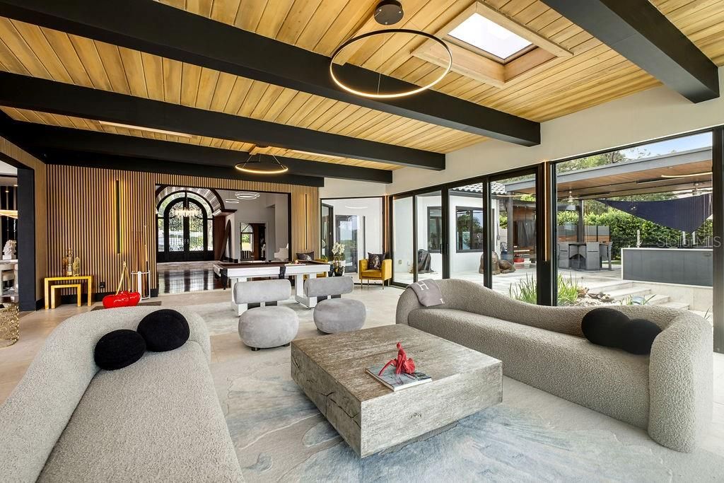 Interior, Living room, Pendant Lights, Wooden Beams, Wooden Ceilings