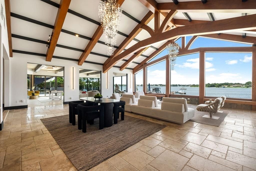 Dining room, Interior, Living room, Water, Wooden Beams