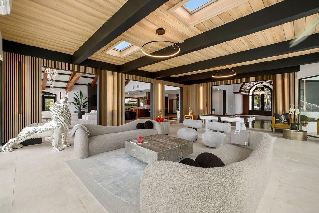 Interior, Living room, Pendant Lights, Wooden Ceilings