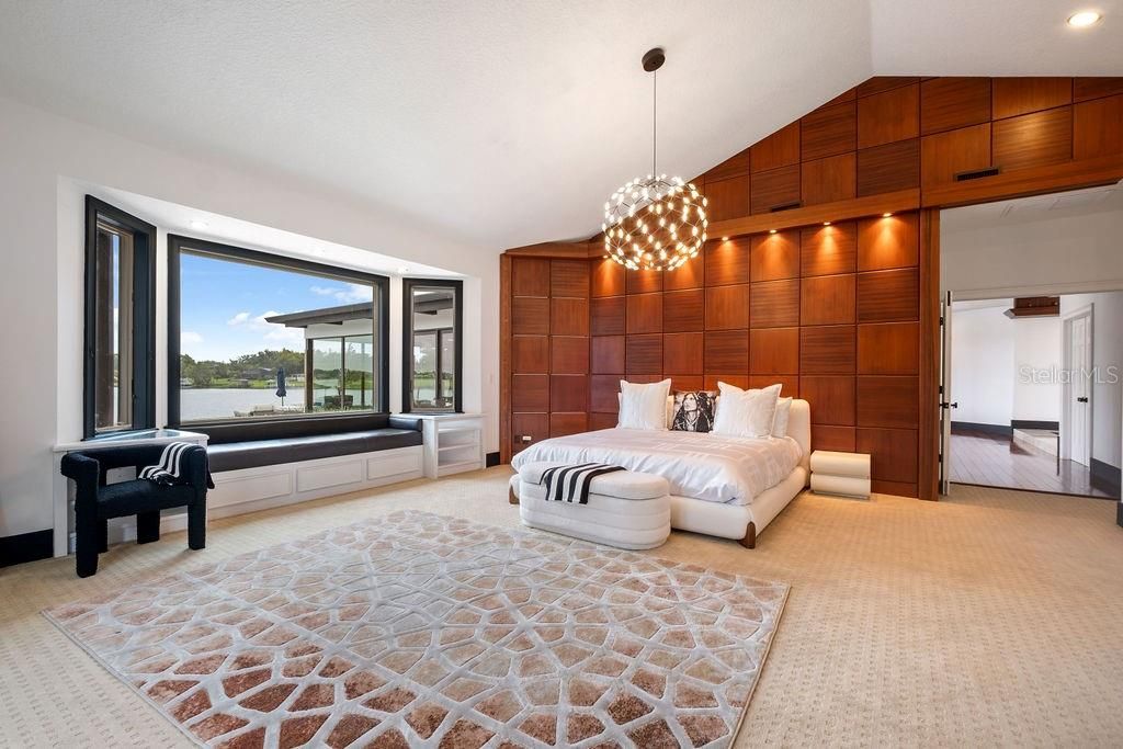 Bedroom, Interior, Pendant Lights, Recessed Lighting, Wooden Walls