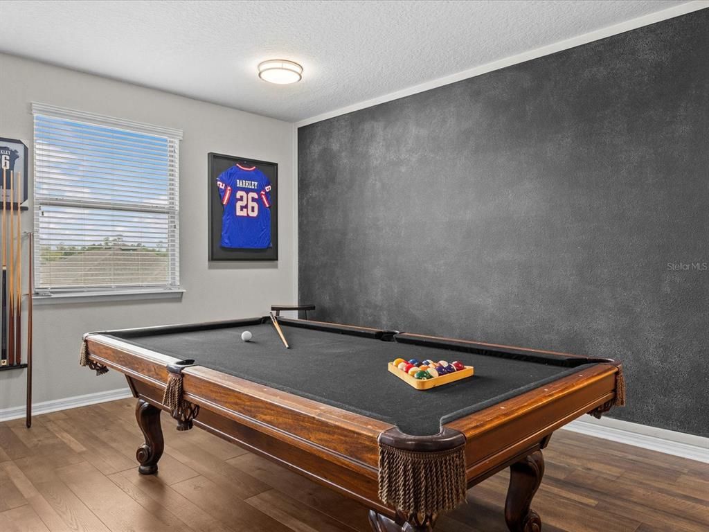 Billiard Table, Game Room, Interior, Wood Texture Flooring