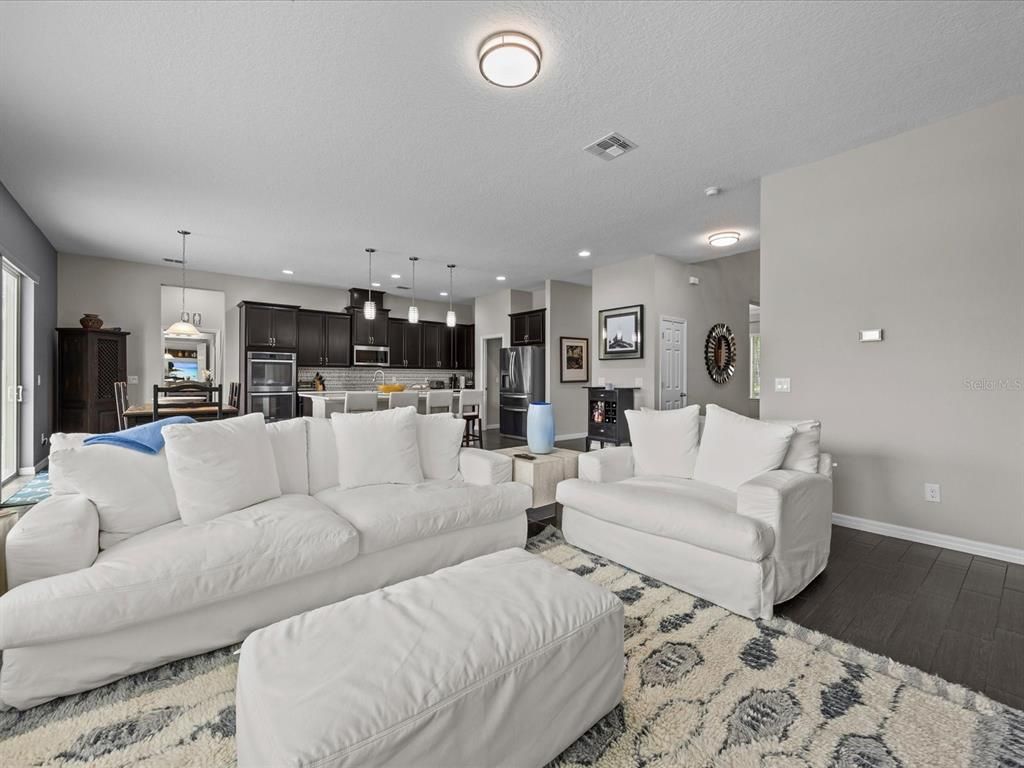 Interior, Kitchen, Living room, Pendant Lights, Recessed Lighting, Stainless Steel Appliances, Wood Texture Flooring