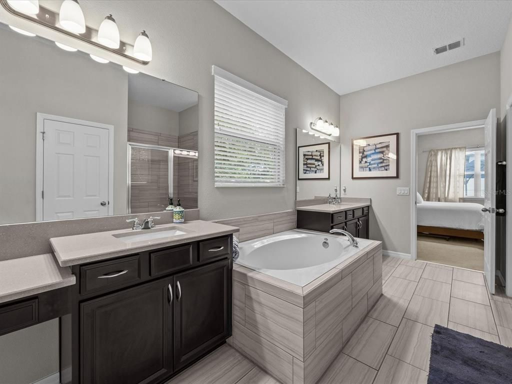 Bathroom, Dual Sink Vanities, Glass Shower, Interior