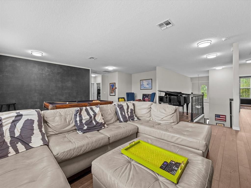 Billiard Table, Game Room, Interior, Living room, Recessed Lighting, Wood Texture Flooring