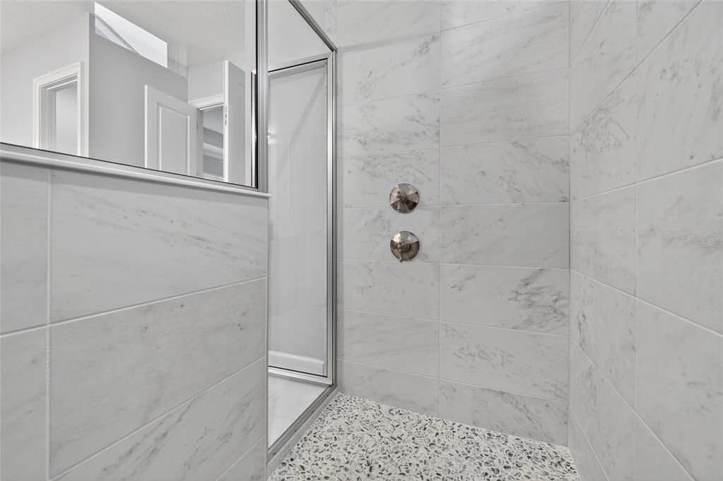 Bathroom, Glass Shower, Interior, Marble Walls