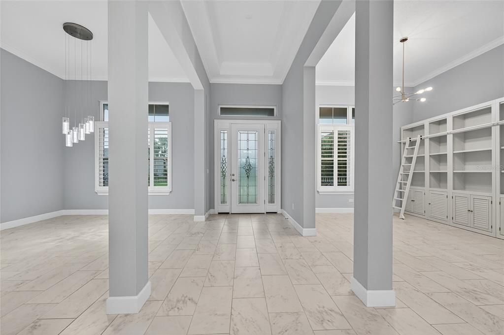 Empty room, Interior, Marble, Pendant Lights