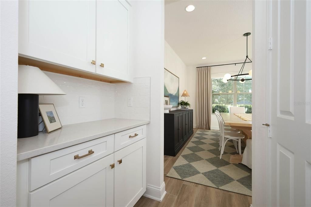 Home Office, Interior, Pendant Lights, Recessed Lighting, Wood Texture Flooring