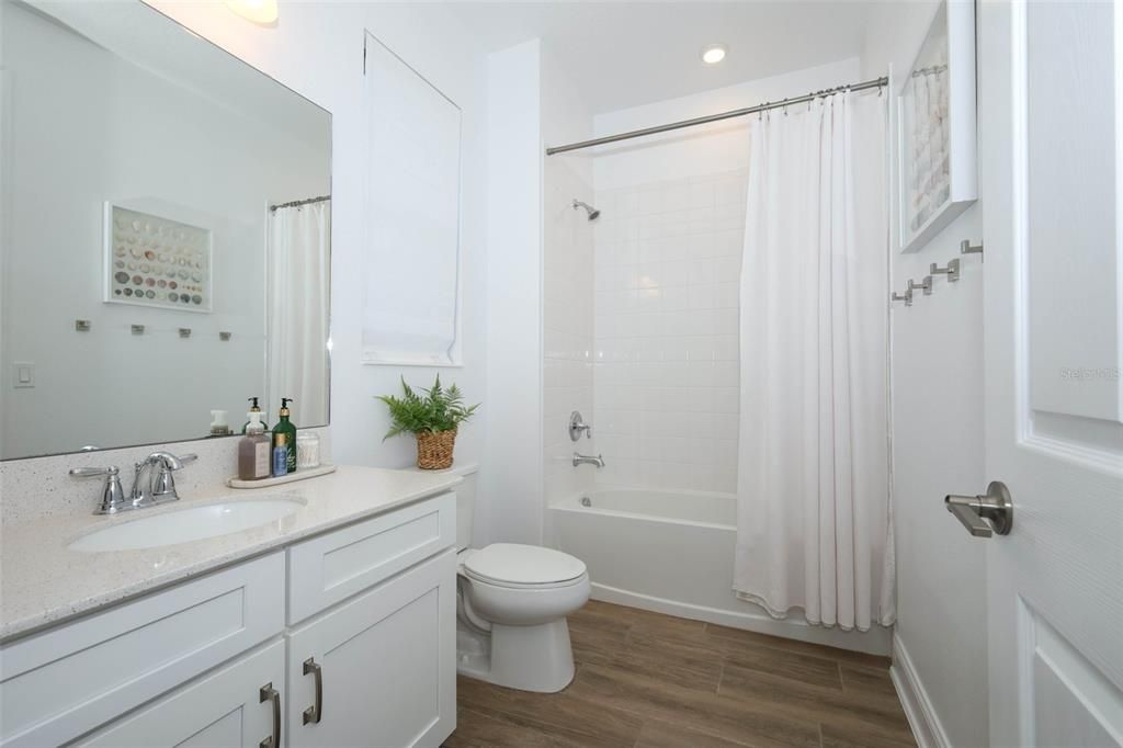 Bathroom, Interior, Recessed Lighting, Wood Texture Flooring