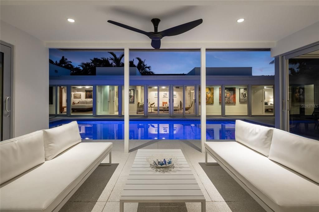 Interior, Living room, Pool, Recessed Lighting