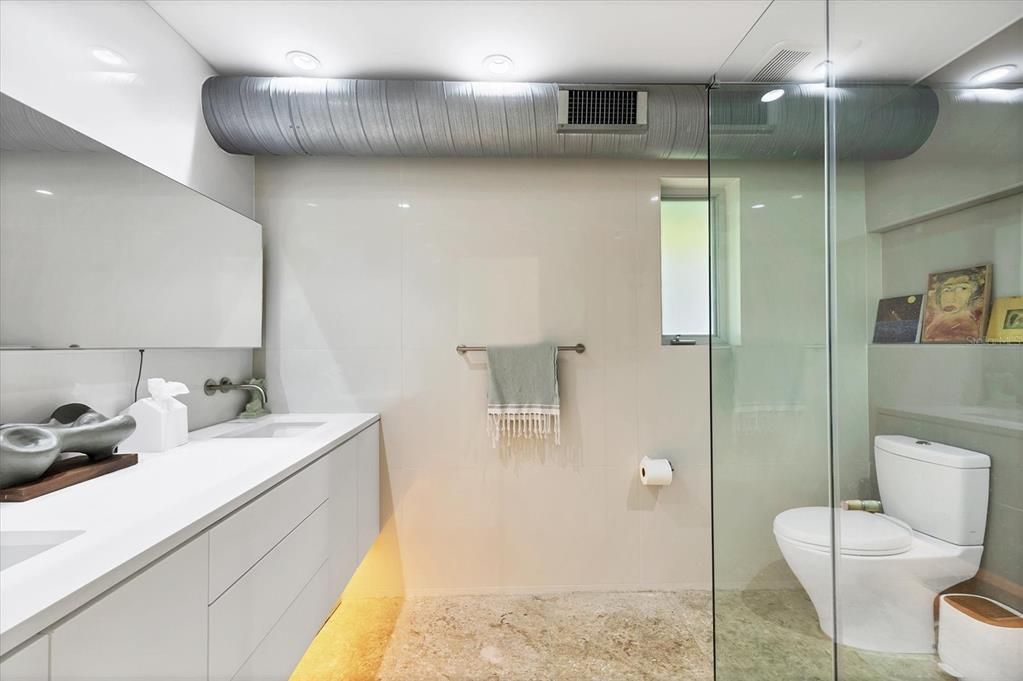 Bathroom, Glass Shower, Interior, Recessed Lighting