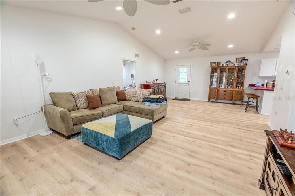 Interior, Living room, Recessed Lighting, Wood Texture Flooring