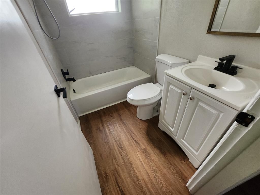 Bathroom, Interior, Marble Walls, Wood Texture Flooring