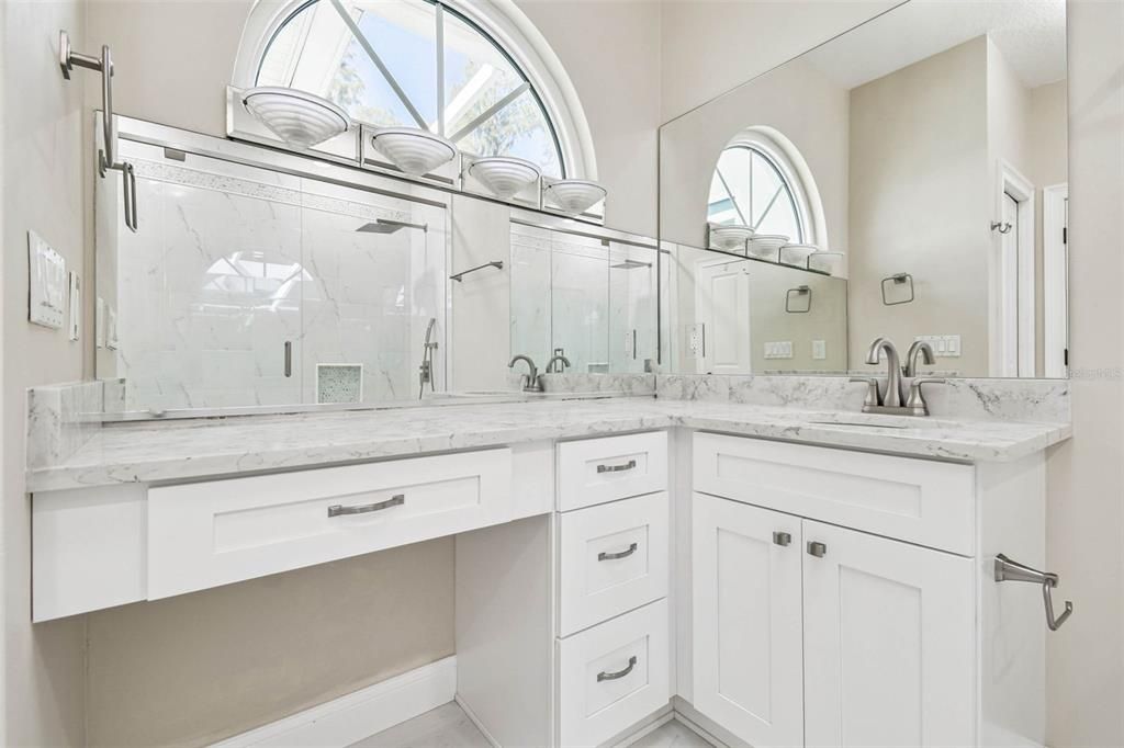 Bathroom, Dual Sink Vanities, Interior, Marble Walls