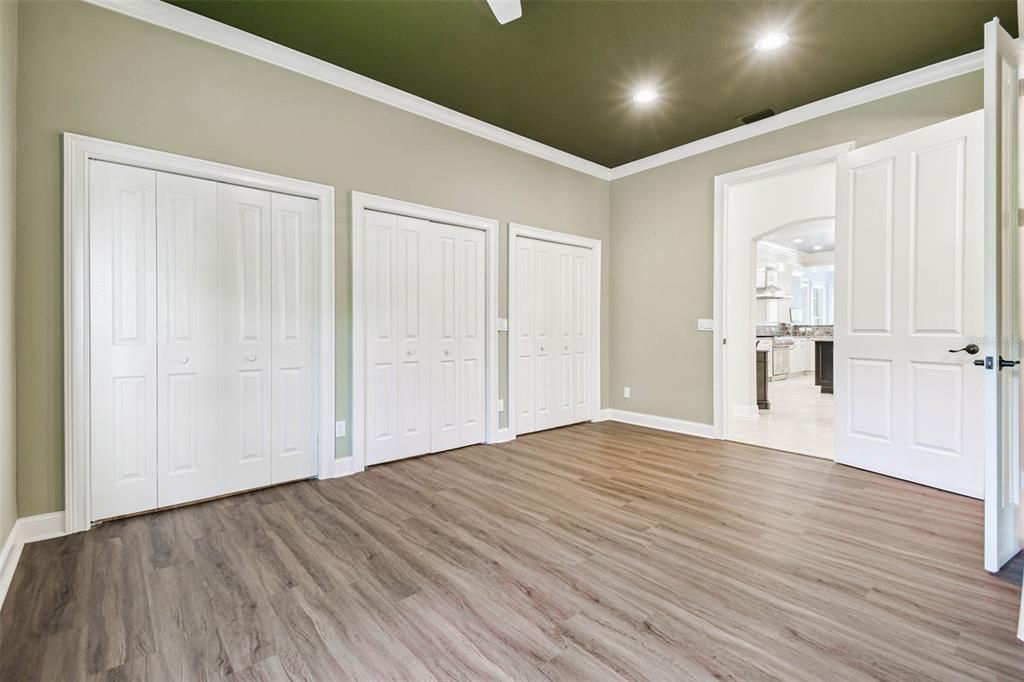 Empty room, Interior, Kitchen, Recessed Lighting, Wood Texture Flooring