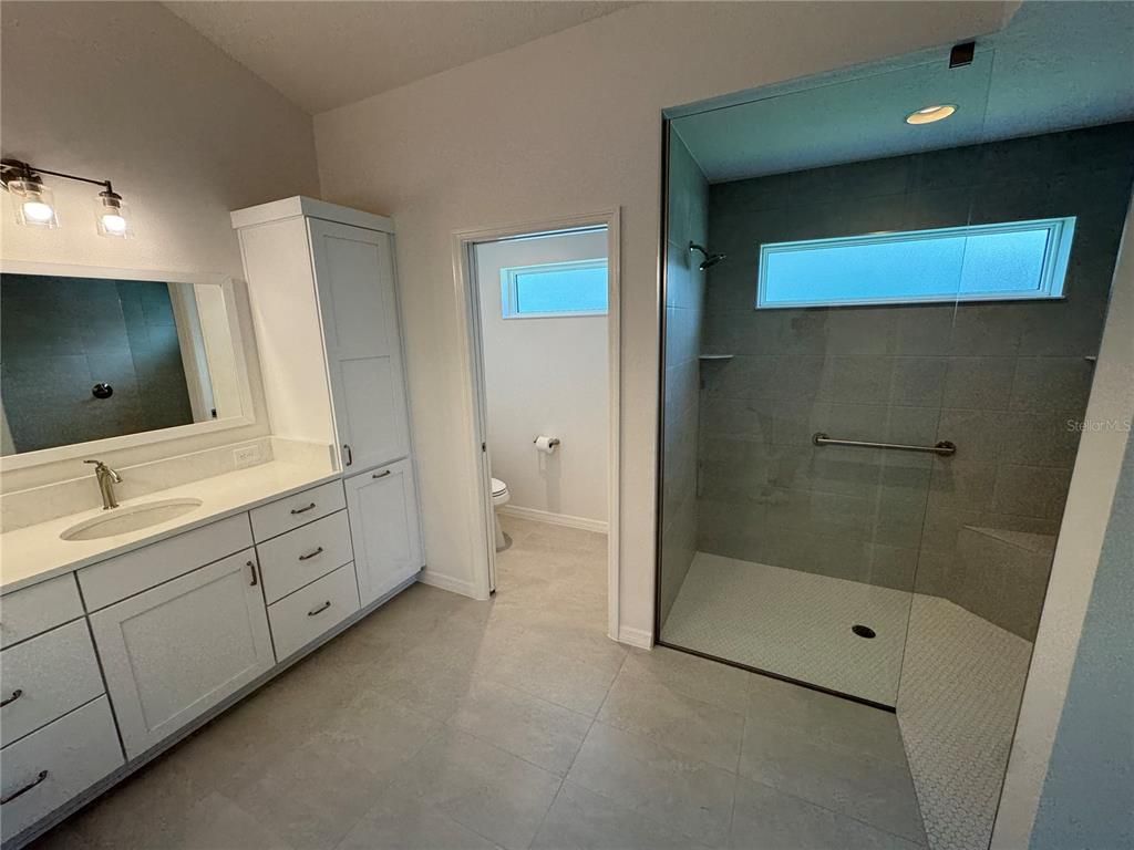 Bathroom, Dual Sink Vanities, Glass Shower, Interior, Recessed Lighting