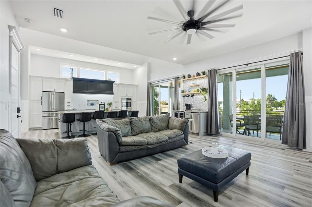 Interior, Kitchen, Living room, Recessed Lighting, Stainless Steel Appliances, Wood Texture Flooring