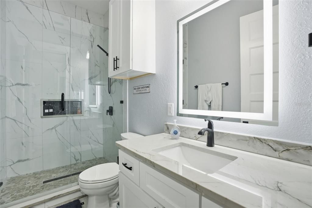 Bathroom, Glass Shower, Interior, Marble Walls