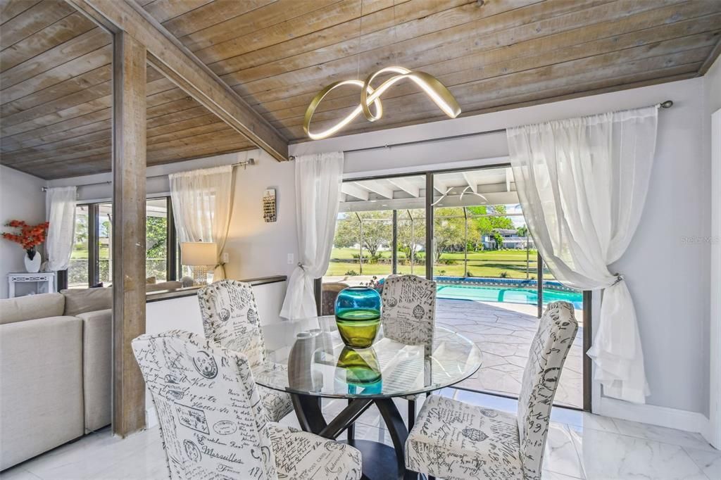 Dining room, Interior, Marble, Wooden Ceilings
