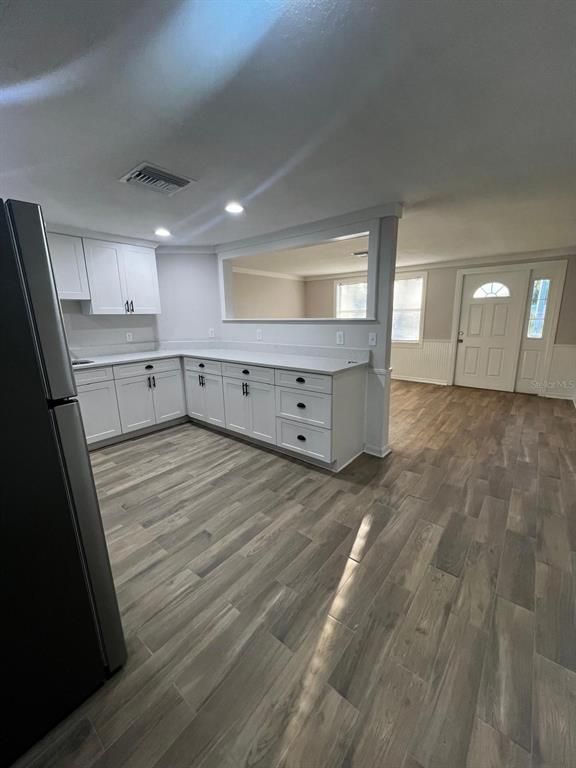 Interior, Kitchen, Recessed Lighting, Wood Texture Flooring