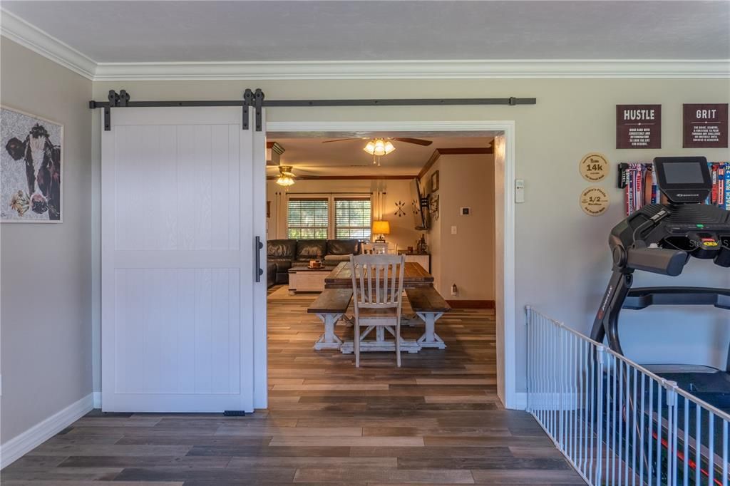 Dining room, Fitness Equipment, Interior, Wood Texture Flooring