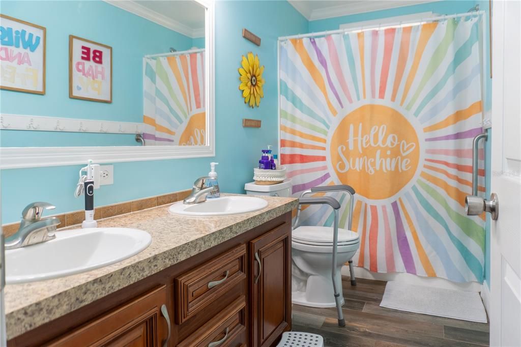 Bathroom, Dual Sink Vanities, Interior, Wood Texture Flooring