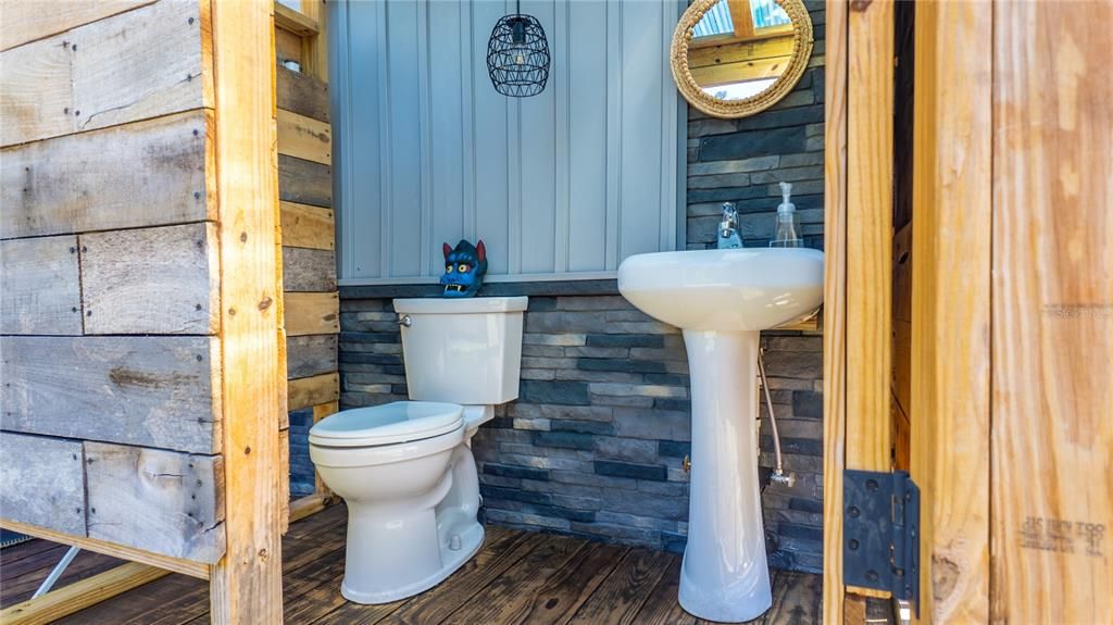 Bathroom, Interior, Wood Texture Flooring, Wooden Walls