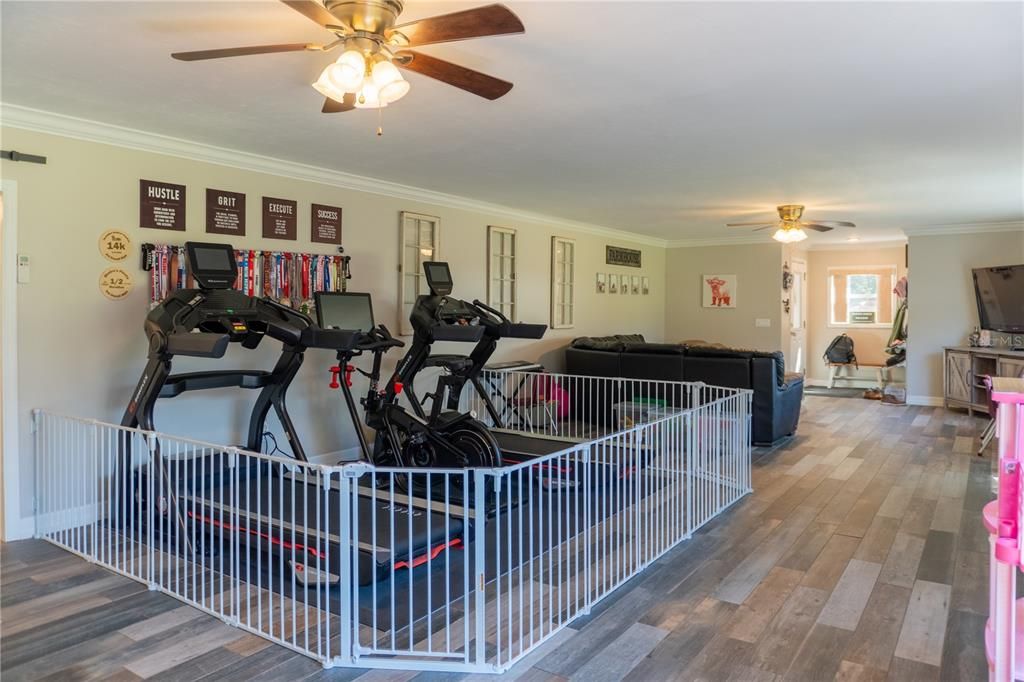 Fitness Equipment, Interior, Wood Texture Flooring