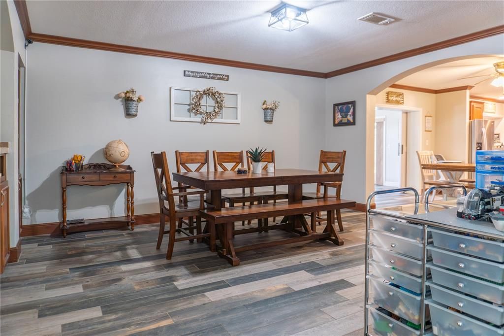 Dining room, Interior, Wood Texture Flooring