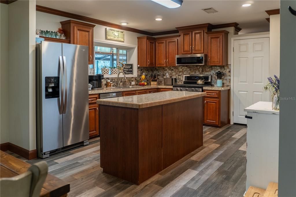Interior, Kitchen, Recessed Lighting, Wood Texture Flooring