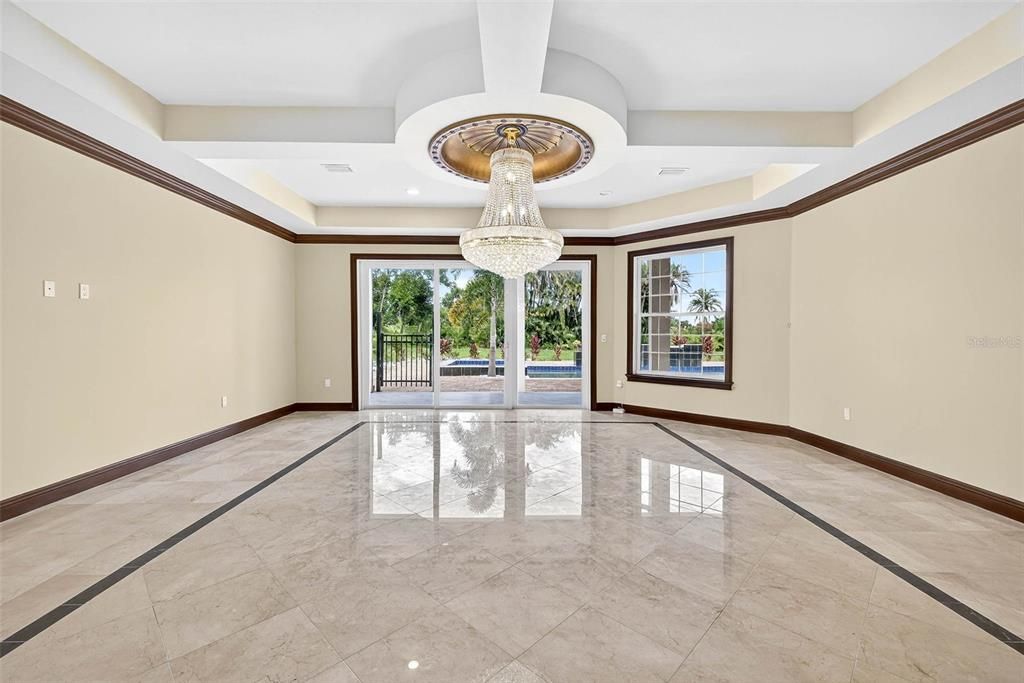Chandelier, Empty room, Interior, Recessed Lighting