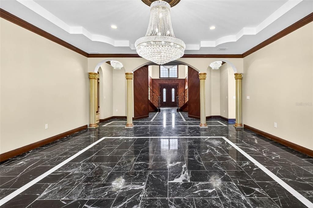 Chandelier, Interior, Marble, Recessed Lighting