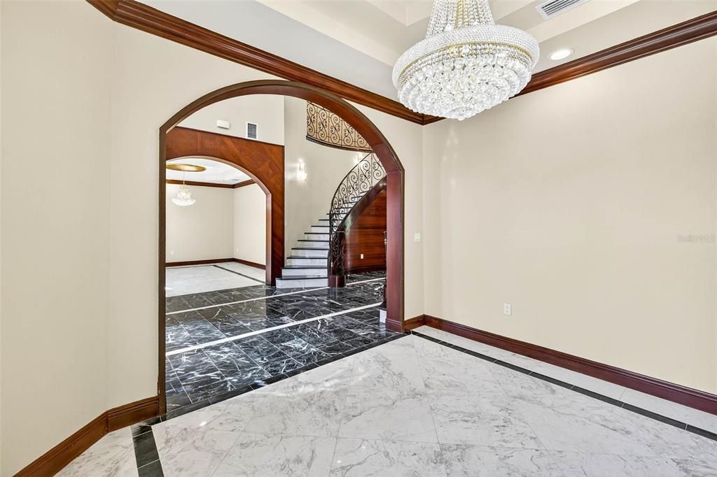 Chandelier, Interior, Marble, Recessed Lighting