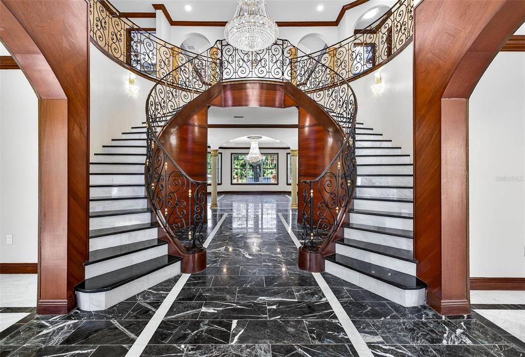 Chandelier, Interior, Marble, Recessed Lighting