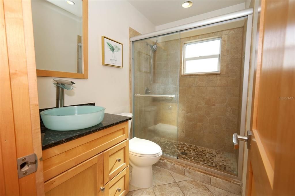 Bathroom, Glass Shower, Interior, Recessed Lighting