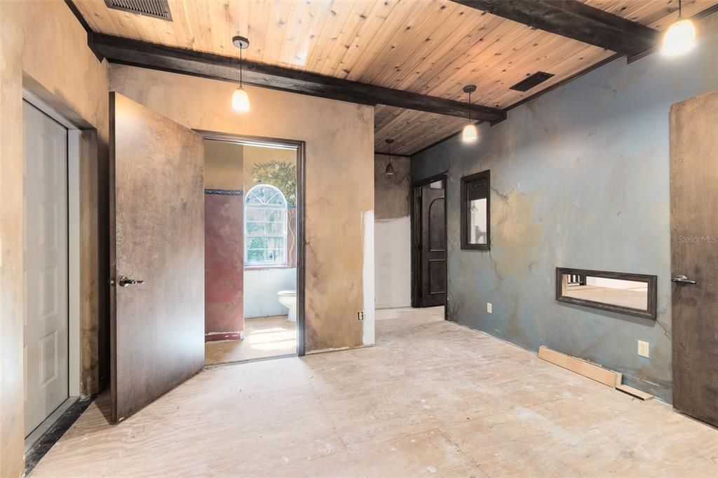 Bathroom, Empty room, Interior, Pendant Lights, Wooden Beams, Wooden Ceilings