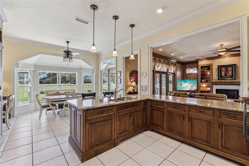 Dining room, Fireplace, Interior, Kitchen, Pendant Lights, Recessed Lighting