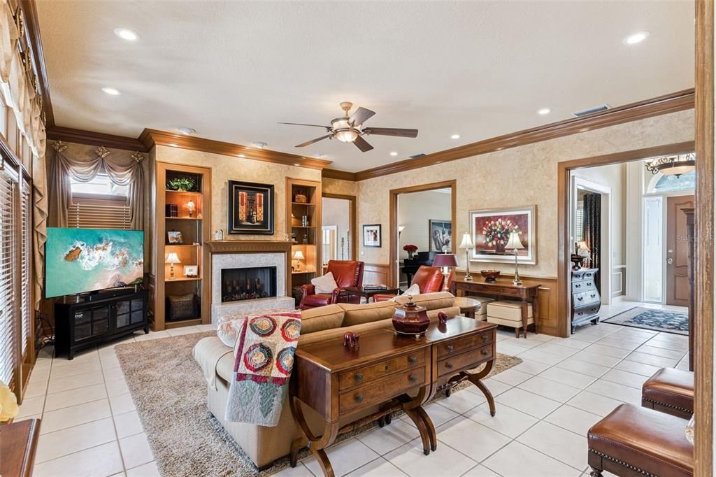 Fireplace, Interior, Living room, Recessed Lighting