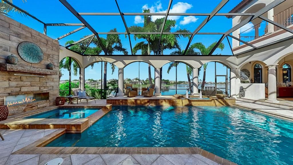 Fireplace, Glass Ceilings, Interior, Pool, Sun Room, Water