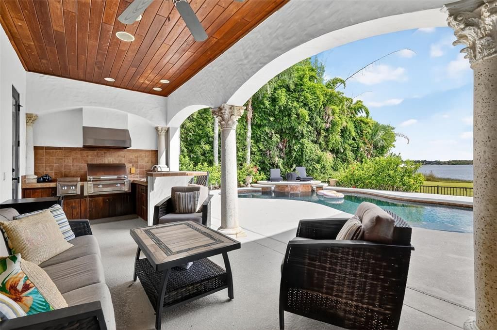 Exterior, Fireplace, Outdoor Kitchen, Pool, Water