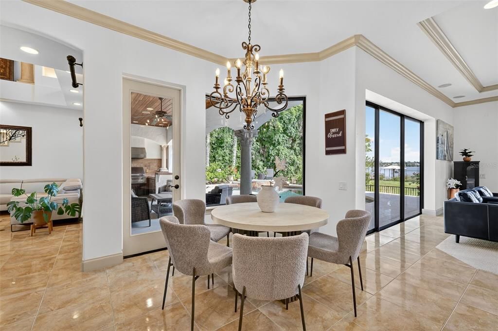 Chandelier, Dining room, Interior, Recessed Lighting