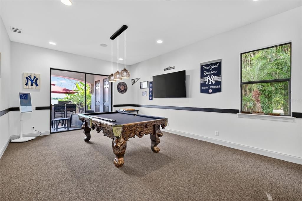 Billiard Table, Game Room, Interior, Pendant Lights, Recessed Lighting