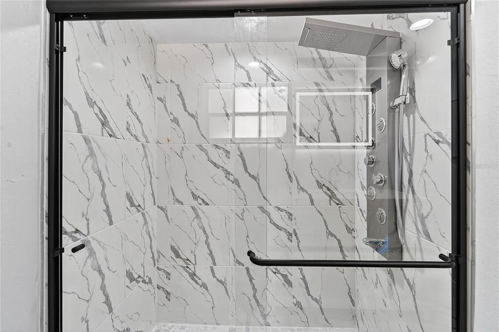 Bathroom, Glass Shower, Interior, Marble Walls