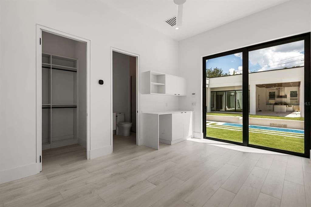 Bathroom, Interior, Recessed Lighting, Wood Texture Flooring